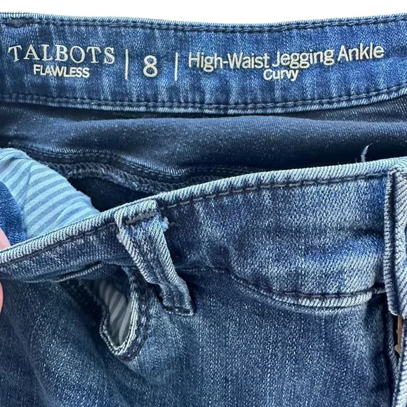 Talbots Flawless High Waist Curvy Jeggings Ankle Jean Womens Size 8 Blue Denim - Picture 5 of 6